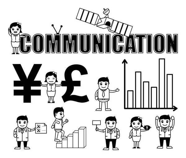 Comunicação e conceito de negócios Desenhos animados —  Vetores de Stock