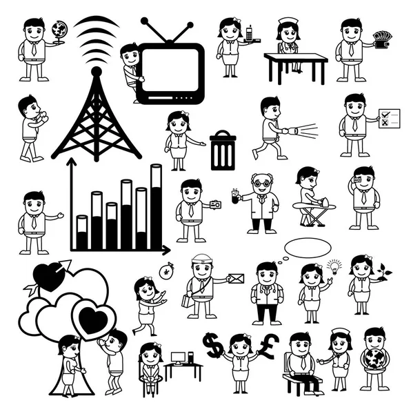 Cartoon-Konzepte Vektoren der Kommunikation und Berufe — Stockvektor