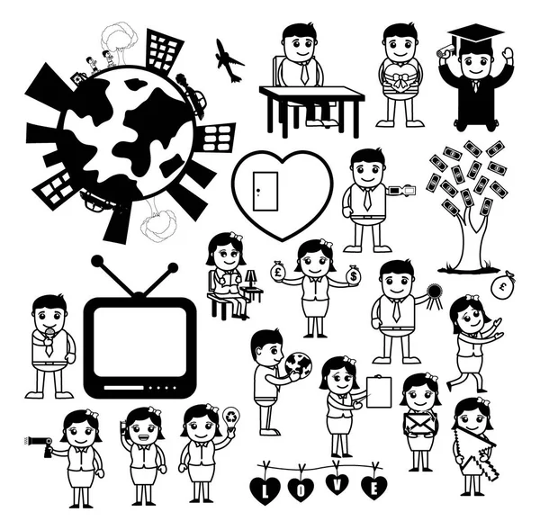 Finanças e Ambiental Cartoon Graphics — Vetor de Stock