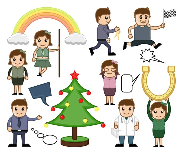 Conjunto vectorial de personas conceptuales de dibujos animados — Vector de stock