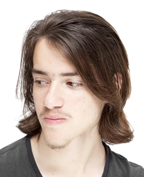 Tizenéves fiú hosszú, Sötét haja — Stock Fotó