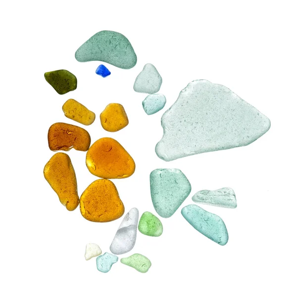 Sea glass peices on white — Stock Photo, Image