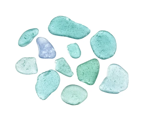 Sea glass peices on white — Stock Photo, Image