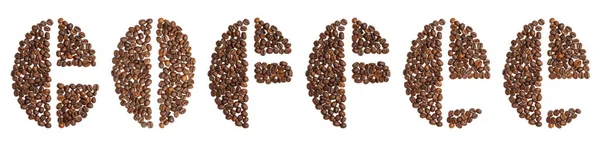 Woord koffie geschreven in koffiebonen lettertype — Stockfoto