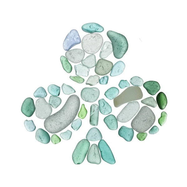 Sea glass mosaic - clubs card suit symbol — Stock Photo, Image