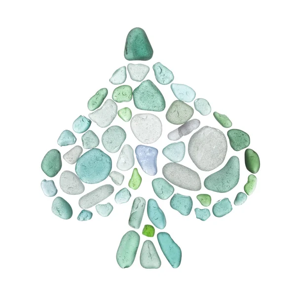 Mosaico de vidrio de mar - símbolo de palo de carta de pala —  Fotos de Stock
