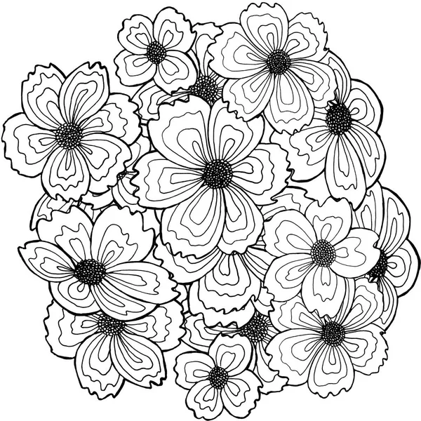 Zestaw kwiaty rysowane ręcznie — Zdjęcie stockowe