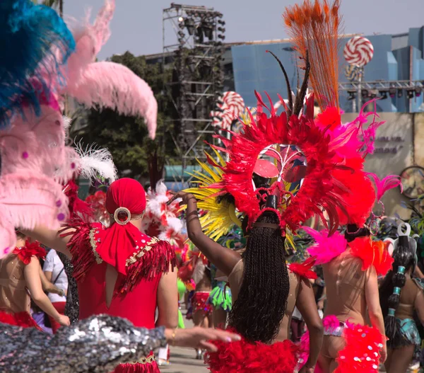 Las Palmas Spanien Februari 2020 Den Korta Karnevalsparaden Fortsätter Längs — Stockfoto