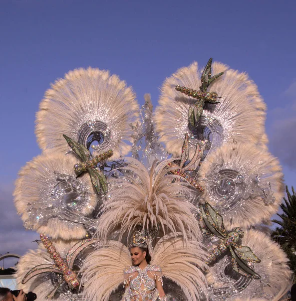 Las Palmas Espagne Février 2020 Reine Carnaval Participe Défilé Principal — Photo