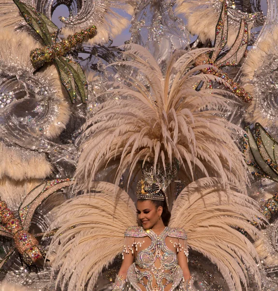 Лас Палмас Испания Февраля 2020 Года Королева Карнавала Принимает Участие — стоковое фото