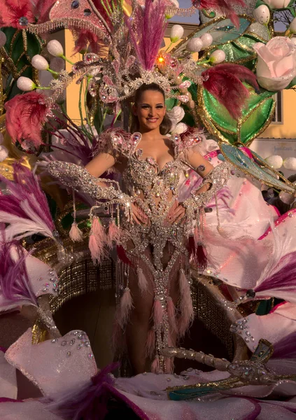 Las Palmas Spagna Febbraio 2020 Dame Carnevale Accompagnano Regina Nella — Foto Stock