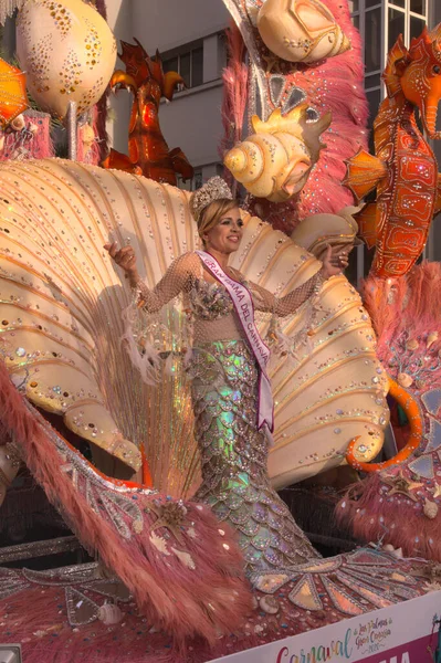 Las Palmas Espagne Février 2020 Grande Dame Carnaval Participe Défilé — Photo