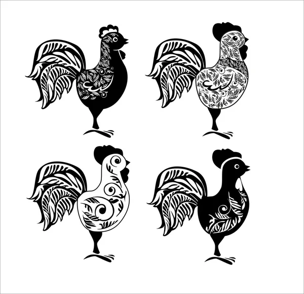 Silhouette of a rooster symbol of 2017 — Stock vektor
