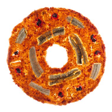 Tatlı meyve pastil yuvarlak beyaz arka plan üzerinde şekil