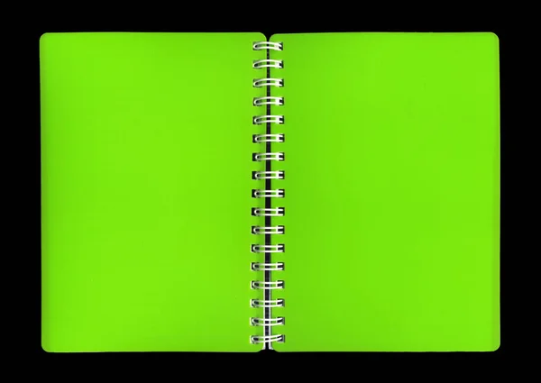 Capa de um caderno verde em um fundo preto — Fotografia de Stock