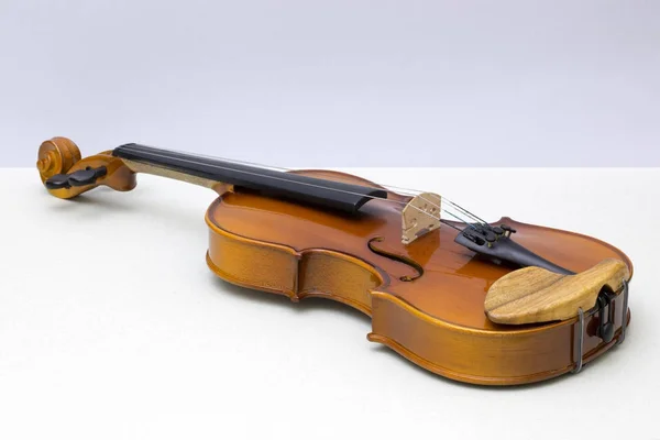 Instrumento Musical Violino Sobre Fundo Cinza — Fotografia de Stock