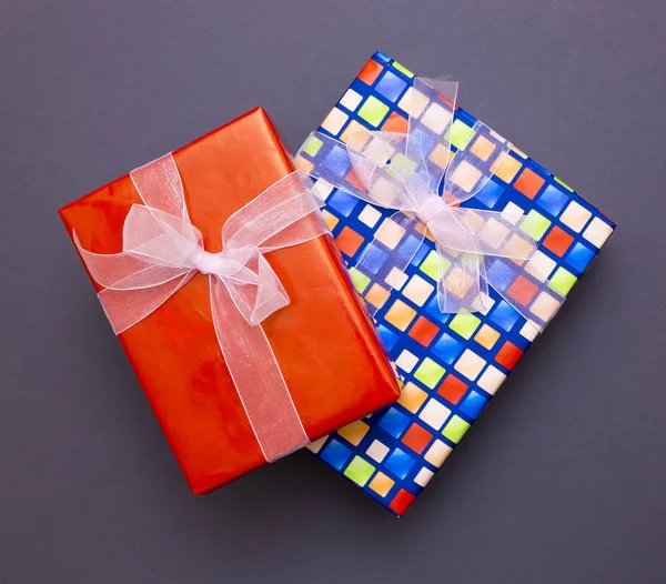 Boxes Gifts Surprises Gray Background — Stock Photo, Image