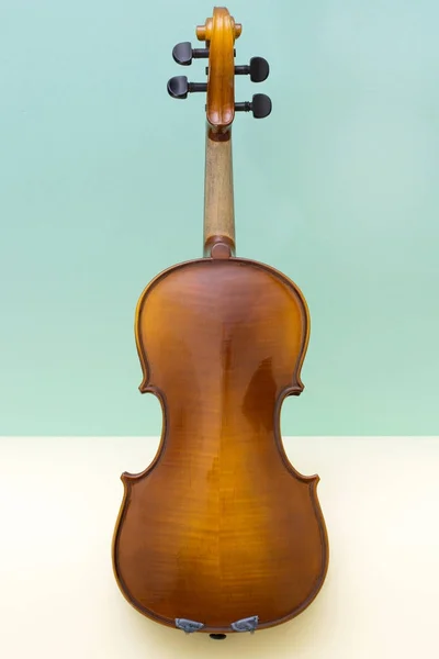 Скрипка Музыкального Инструмента Цветном Фоне Задняя Сторона — стоковое фото