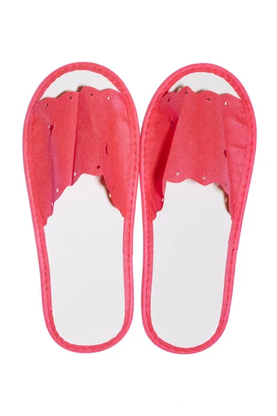 Red Disposable Hotel Slippers White Background — Stock Photo, Image