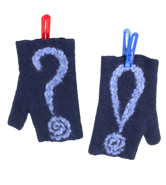 Blue Mittens Felted Wool White Background — Stock Photo, Image