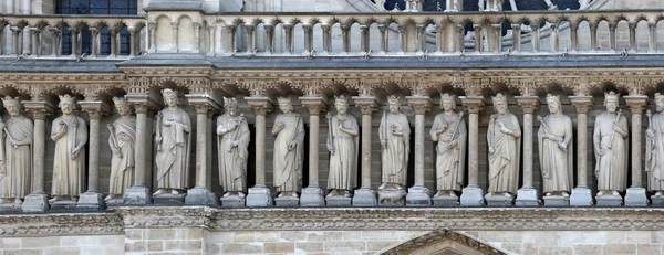 Ett Fragment Galleri Gammaltestamentliga Kungar Fasaden Katedralen Notre Dame — Stockfoto