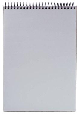Bir defter beyaz bir arka planda gri kapağı