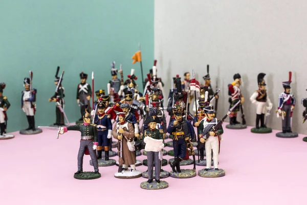 Taktische Aufstellung Von Zinnsoldaten Während Der Napoleonischen Kriege Von 1812 — Stockfoto