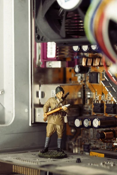 Figura Artillero Segunda Guerra Mundial Dentro Computadora —  Fotos de Stock