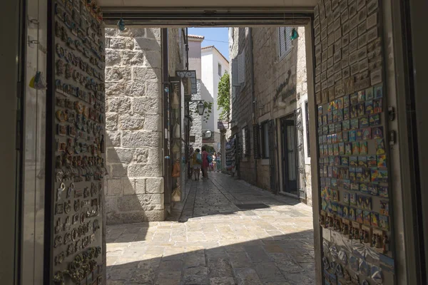 Budva Montenegro Augustus 2017 Smalle Straatjes Van Oude Stad — Stockfoto