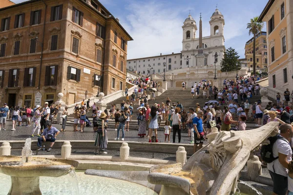 Roma Italia Agosto 2019 Gente Hace Turismo Piazza Spagna Centro — Foto de Stock
