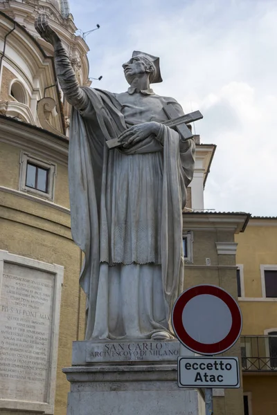 Roma Italia Agosto 2019 Estatua San Carlo Roma — Foto de Stock