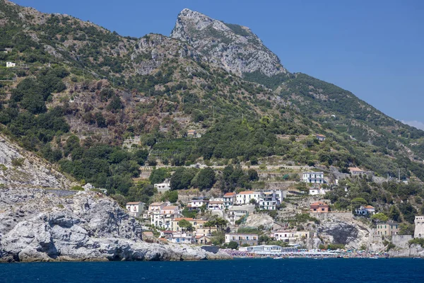 Vista Desde Barco Costa Del Mar Tirreno Cerca Ciudad Salerno — Foto de Stock