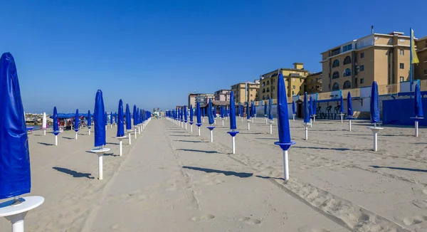 Castel Volturno Italia Agosto 2019 Vista Mañana Playa Junto Mar — Foto de Stock