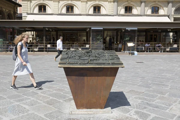 Florença Itália Agosto 2019 Pedestal Representando Parte Central Florença Bronze — Fotografia de Stock