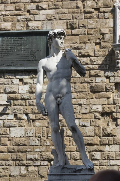 Florencja Włochy Sierpnia 2019 Kopia Rzeźby Dawida Placu Signoria Przed — Zdjęcie stockowe