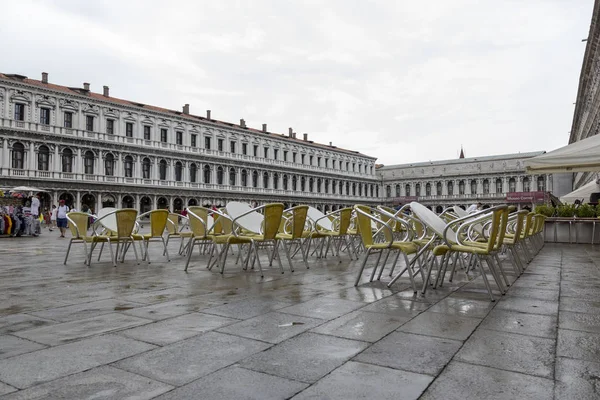 Venedig Italien Augusti 2019 Utsikt Över Markusplatsen Venedig Sommarregnet — Stockfoto