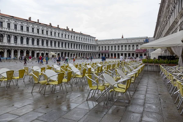 Venedig Italien Augusti 2019 Utsikt Över Markusplatsen Venedig Sommarregnet — Stockfoto