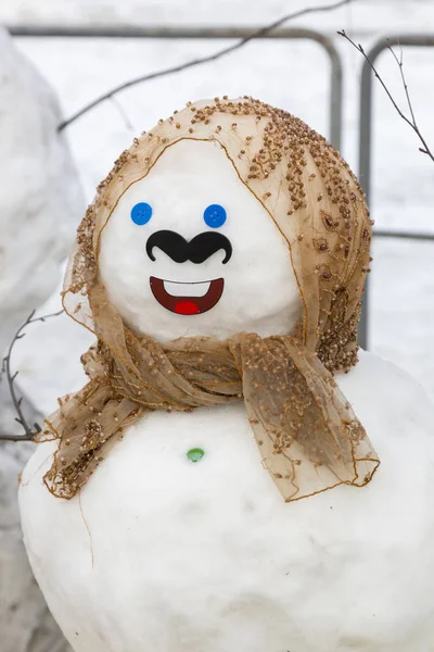 Head Torso Decorated Snowman Winter Street — 스톡 사진