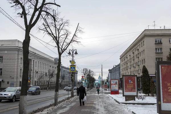 Κουρσκ Ρωσία Ιανουαρίου 2020 Cityscape Θέα Στην Οδό Λένιν Στο Φωτογραφία Αρχείου