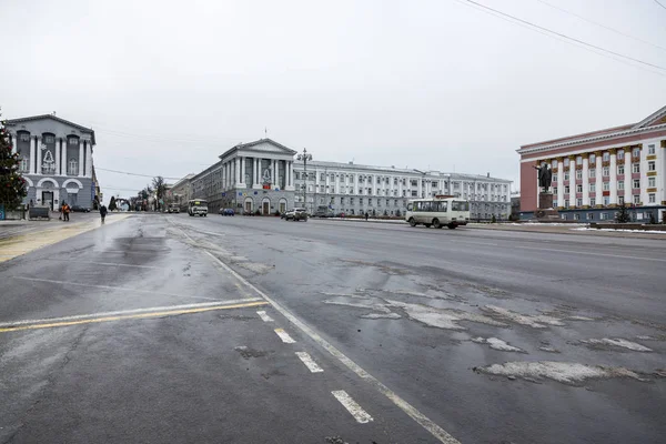 Κουρσκ Ρωσία Ιανουαρίου 2020 Άποψη Της Κόκκινης Πλατείας Στο Κέντρο Royalty Free Φωτογραφίες Αρχείου