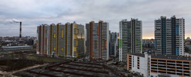 St. Petersburg, Russia - January 14, 2020: Multi-storey buildings of a residential complex in the Primorsky district of St. Petersburg