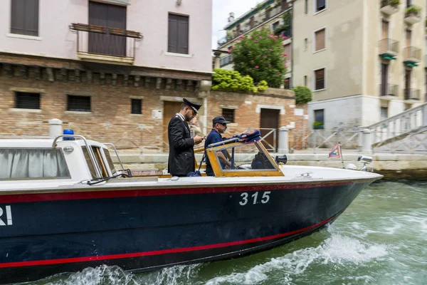 Venecia Italia Agosto 2019 Gendarmería Acuática Barco Patrulla Los Canales — Foto de Stock