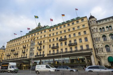 Venedik, İtalya - 22 Ağustos 2019 Stockholm şehir merkezindeki binaların ve sokakların manzarası