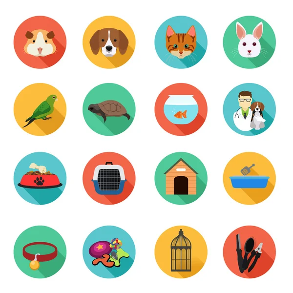 Animals and Veterinarian Flat Icons — Stock Vector