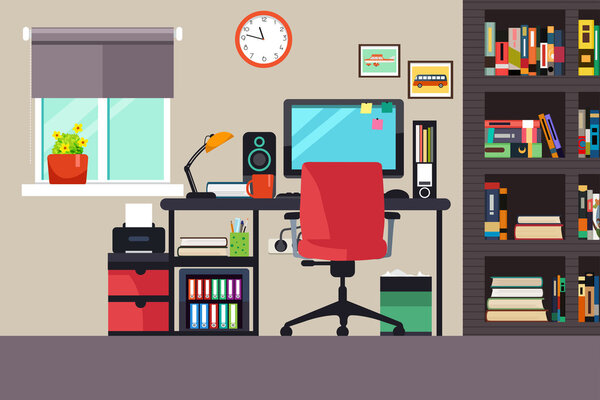 Casa Oficina en estilo plano — Vector de stock