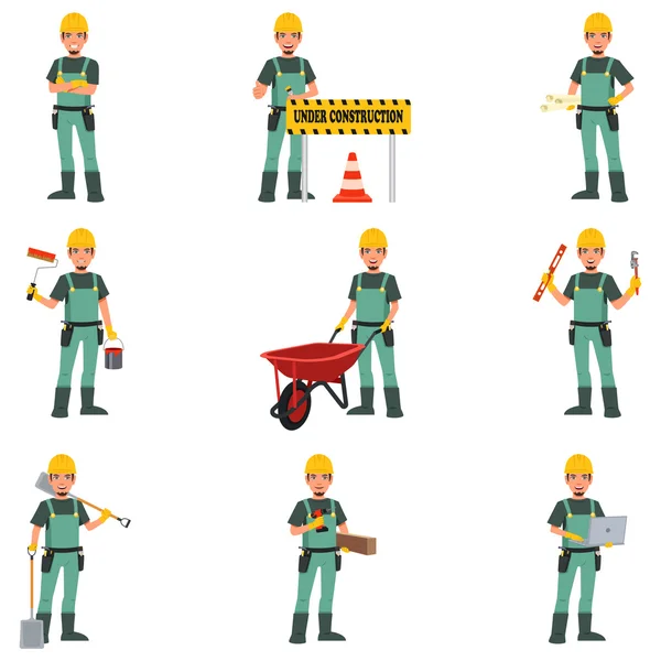 Bauarbeiter bei Arbeiten — Stockvektor