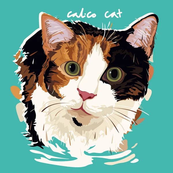 Плакат Calico Cat Painting — стоковый вектор