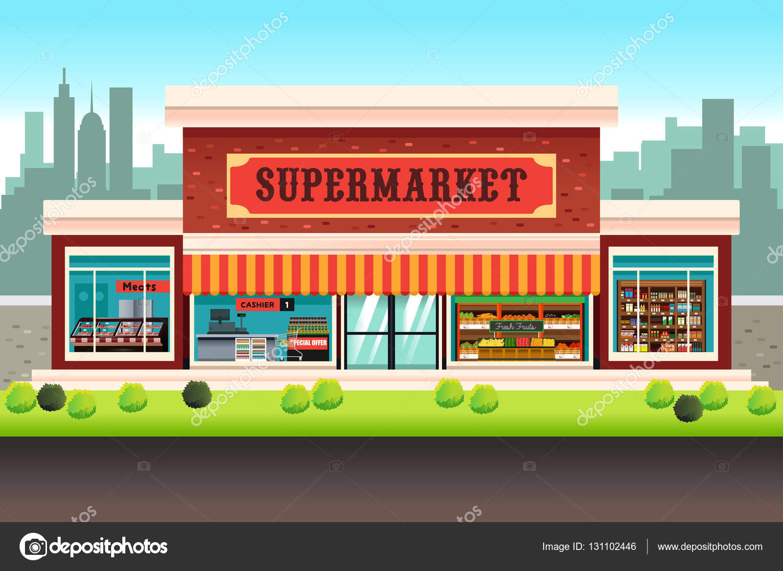 Supermarket Grocery Store Stock Vector By artisticco 131102446