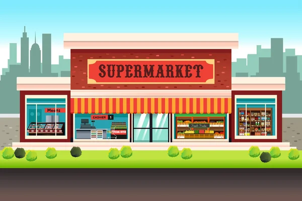 Supermercado Tienda de comestibles — Vector de stock