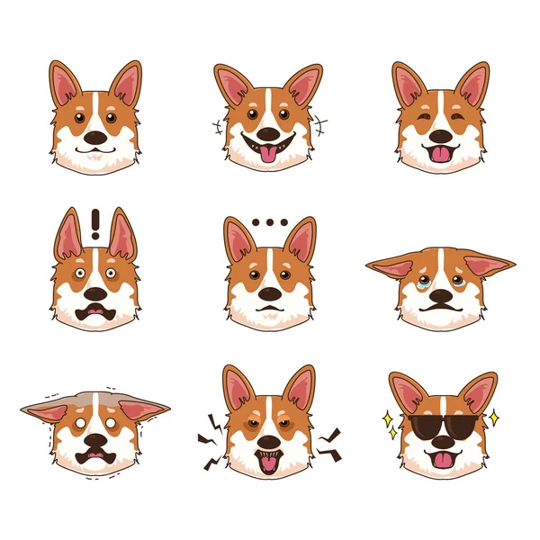 Corgi kutya Emoji érzelem kifejezése — Stock Vector